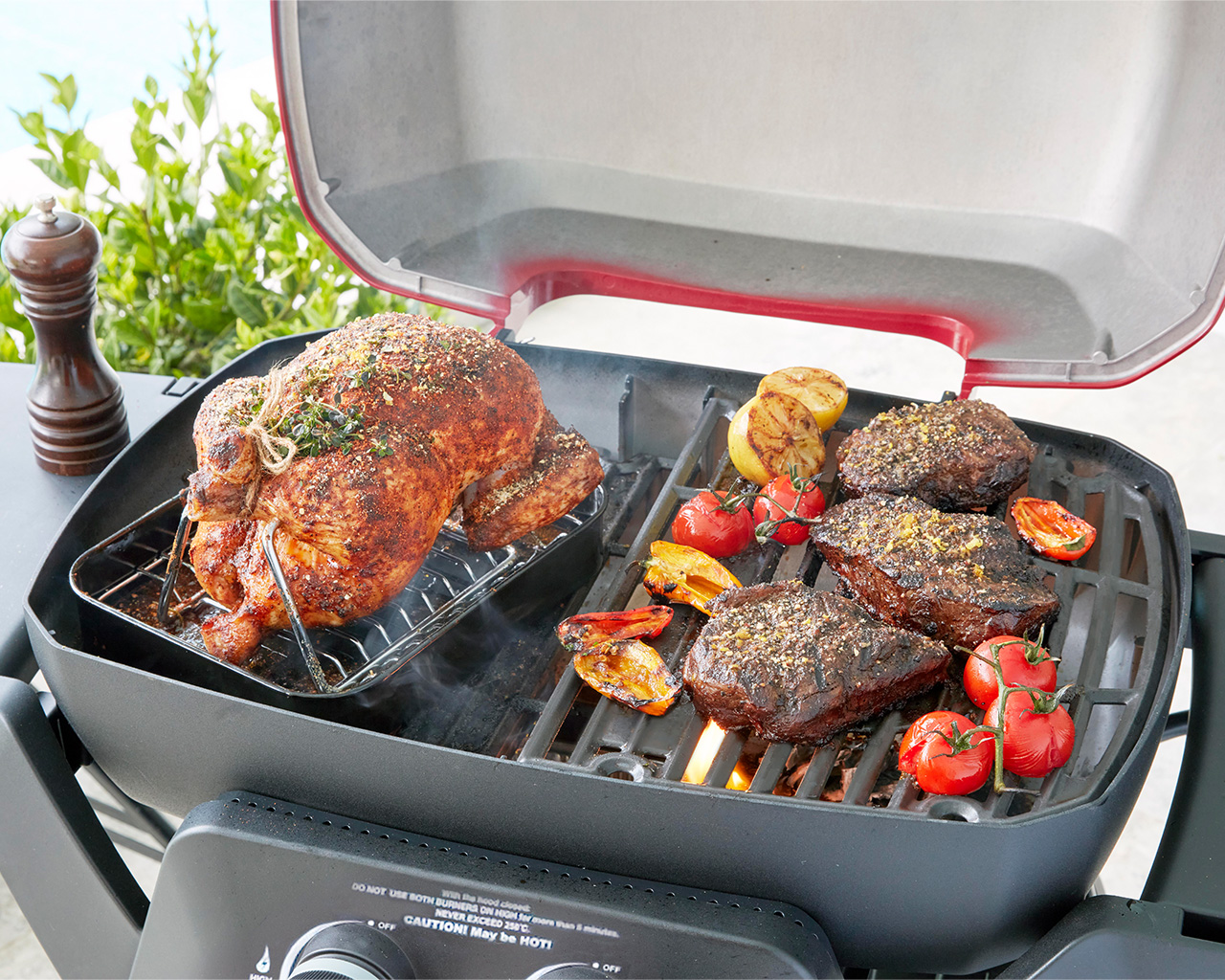 Ziggy Elite Twin Grill LPG BBQ Plus Cart Bundle - Gunmetal Grey, Gunmetal Grey, hi-res image number null