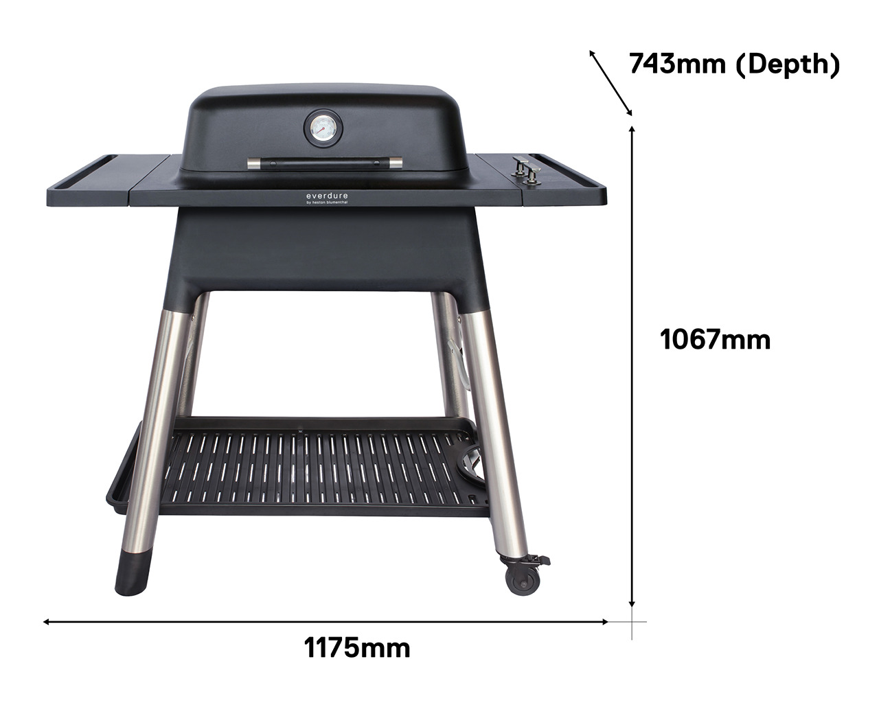 Everdure by Heston Blumenthal FORCE 2 Burner BBQ with Stand (Black), Black, hi-res image number null