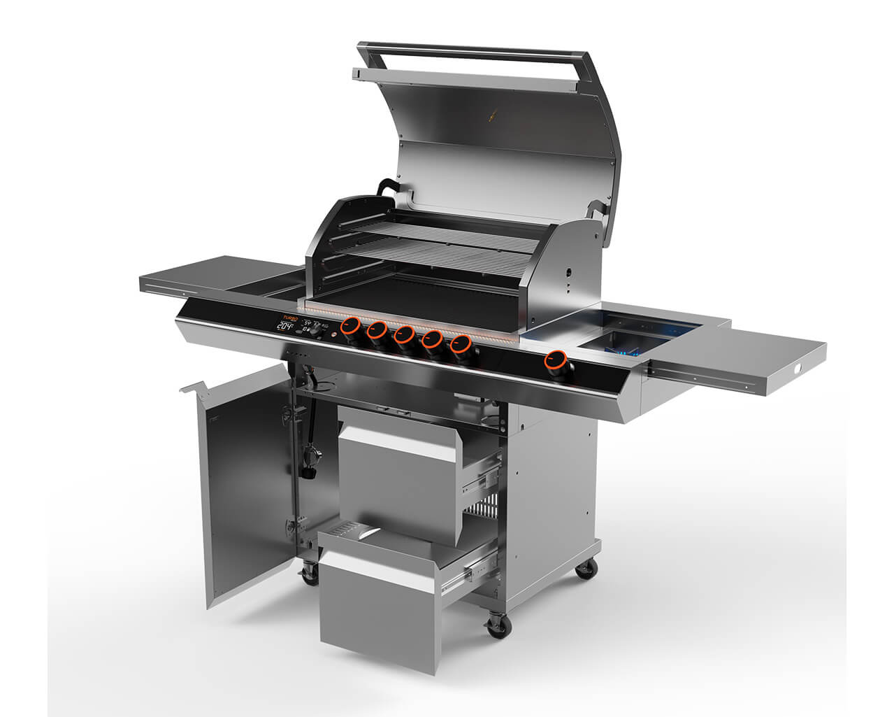 Ziegler & Brown Turbo Elite Pro 5 Burner BBQ on Cart with Side Burner & Drawer (T Series), , hi-res image number null