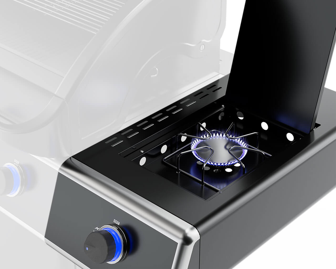 Beefmaster Deluxe T-Series 4 Burner BBQ on Deluxe Cart with Stainless Steel Side Burner, , hi-res image number null