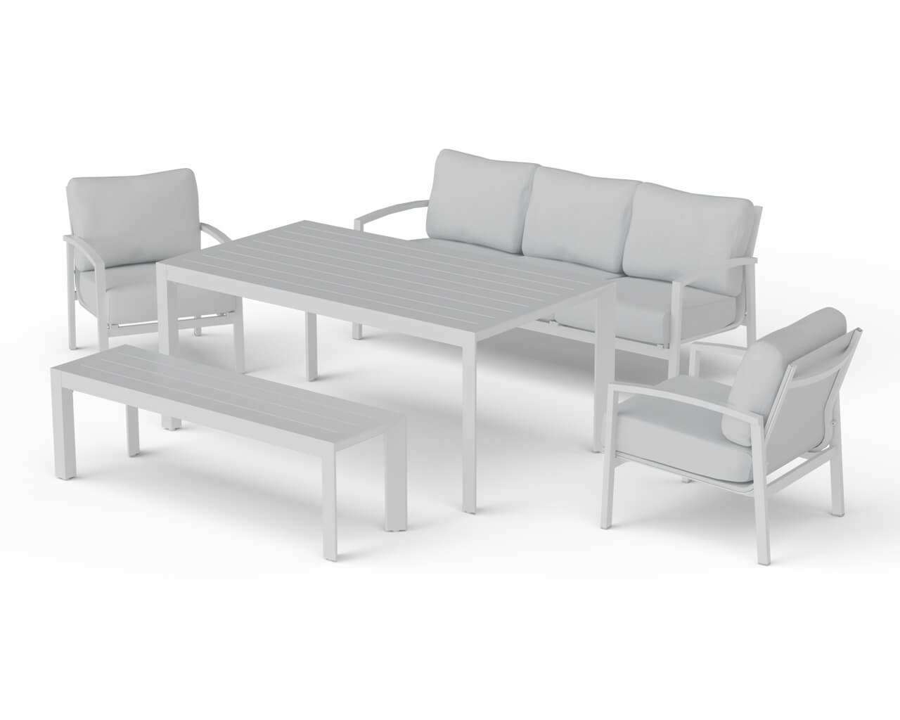 Jette 8 Seater Low Dining Setting Bundle - Bone, Bone, hi-res image number null