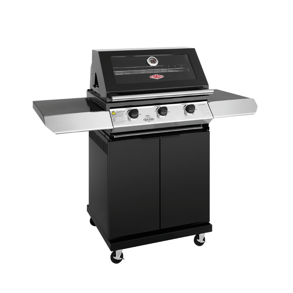 BeefEater 1200 Series 3 Burner BBQ & Trolley - Black Enamel, Enamel Black, hi-res image number null