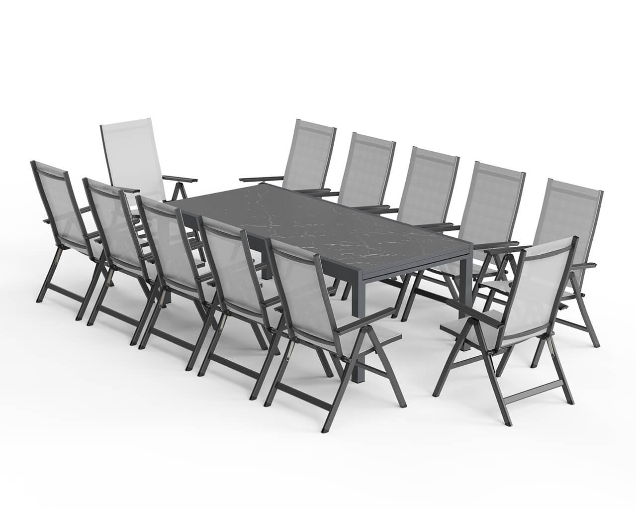 Frankie-Sinta 13 Piece Extension Dining Setting (Gunmetal Grey), , hi-res image number null