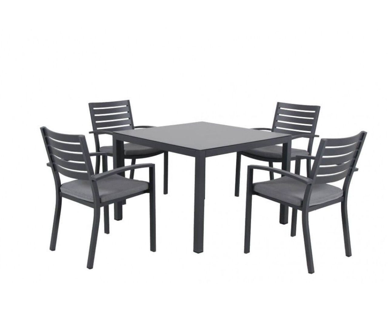 Boston 5 Piece Slatted Dining (Gunmetal Grey), Gunmetal Grey, hi-res image number null