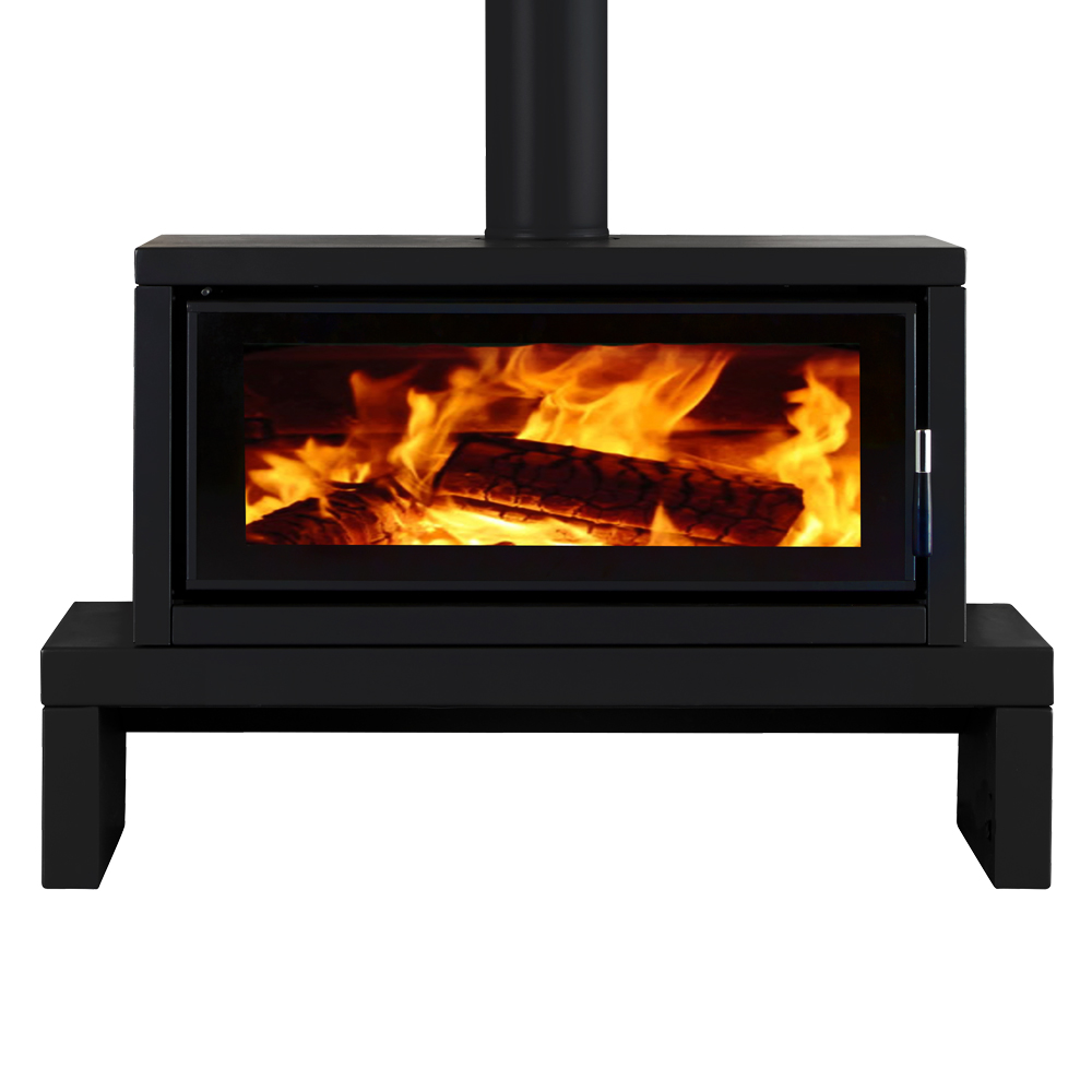Norseman Aura Freestanding Wood Heater with Bench - Metallic Black, , hi-res image number null