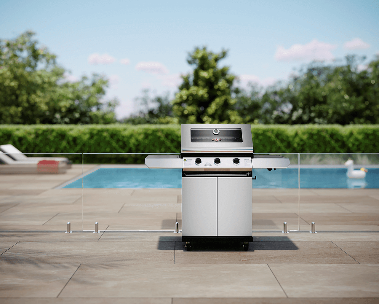 BeefEater 1200 Series 3 Burner BBQ & Trolley - Stainless Steel, Stainless Steel, hi-res image number null