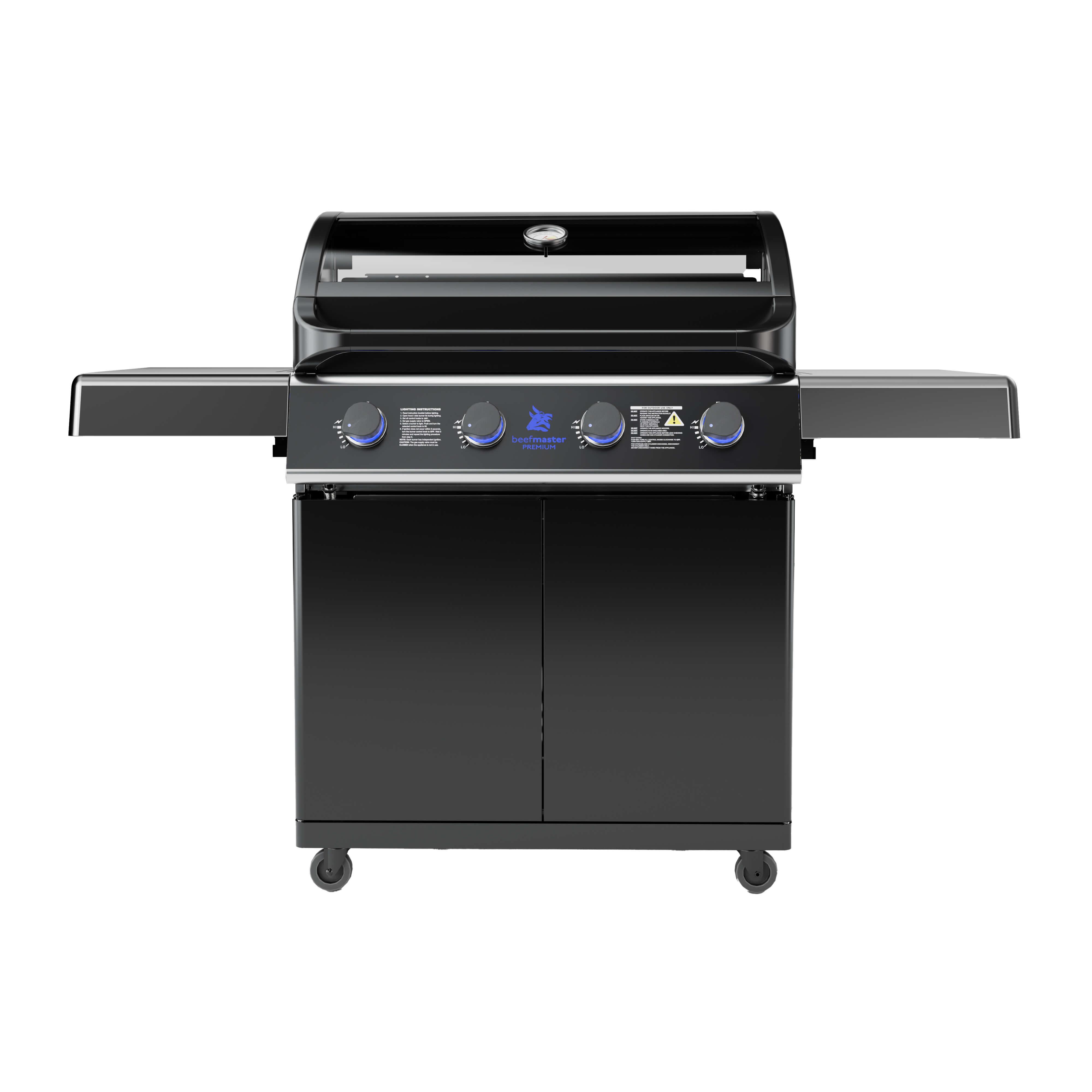 Beefmaster Premium T-Series 4 Burner BBQ on Classic Cart with Folding Shelves, , hi-res image number null
