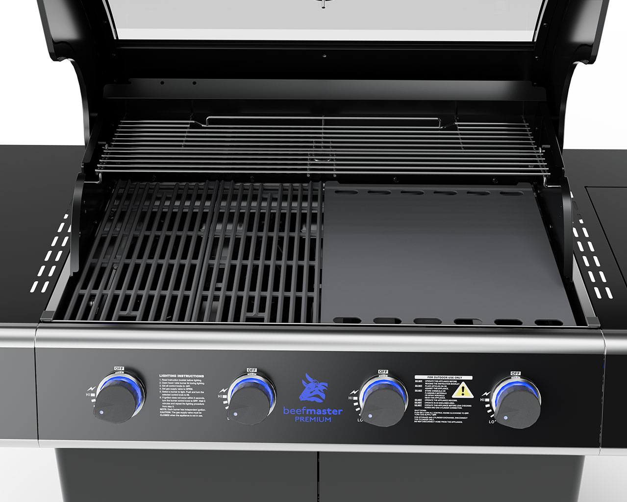 Premium Beefmaster T-Series 4 Burner BBQ on Classic Cart with Stainless Steel Side Burner, , hi-res image number null