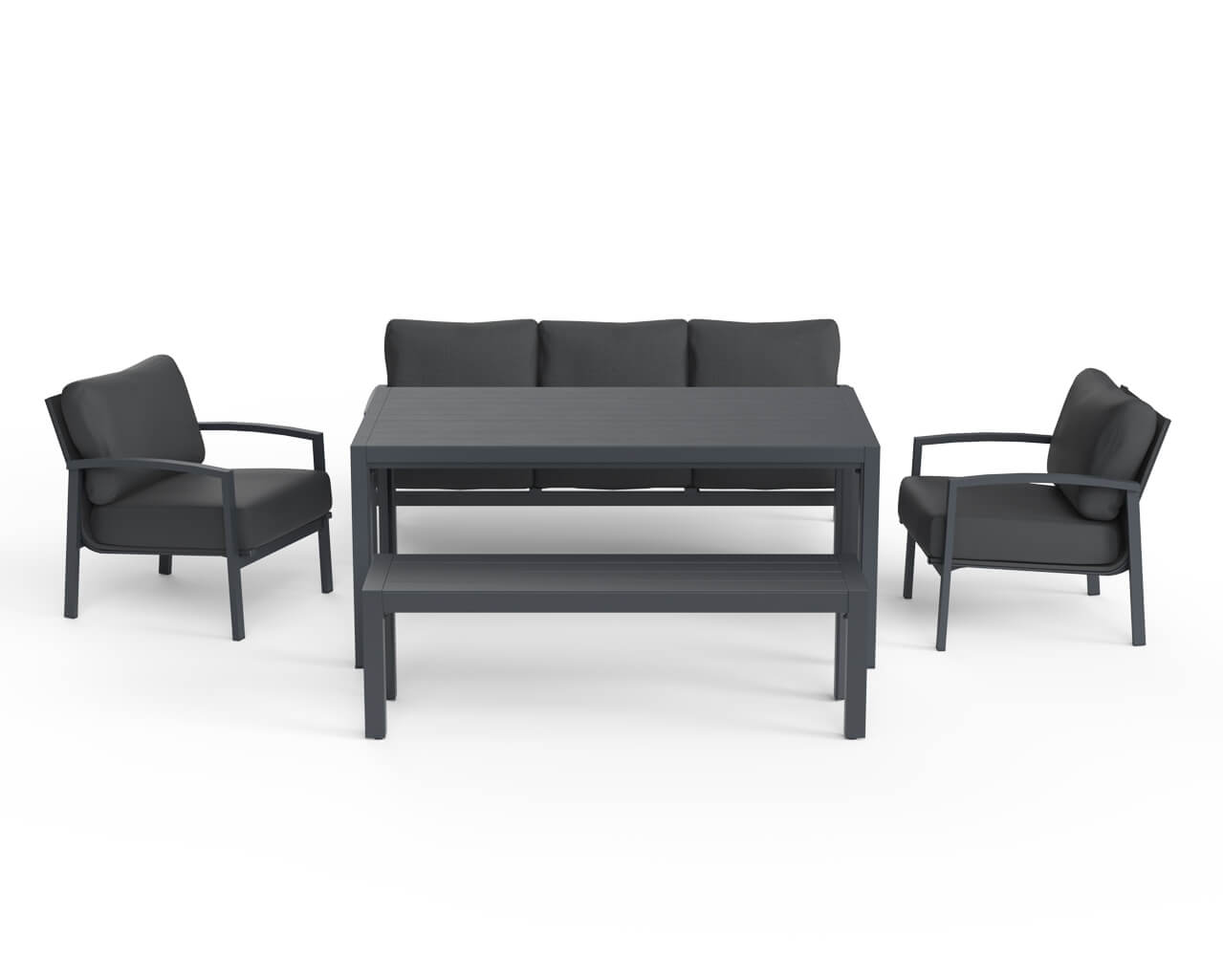 Jette 8 Seater Low Dining Setting Bundle - Gunmetal Grey, Gunmetal Grey, hi-res image number null