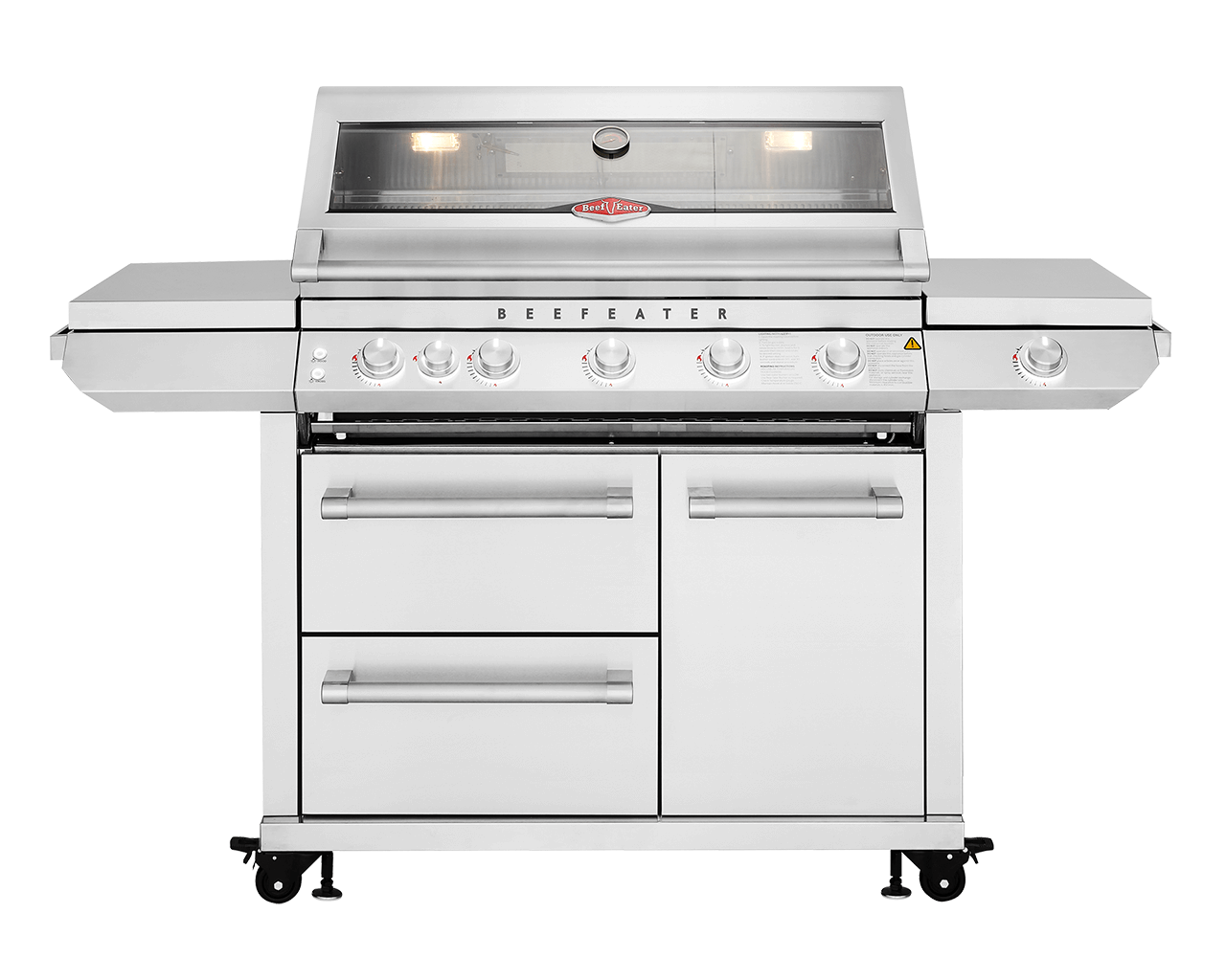 BeefEater 7000 Premium 5 Burner Flame Failure BBQ on Side Burner Cart, , hi-res image number null