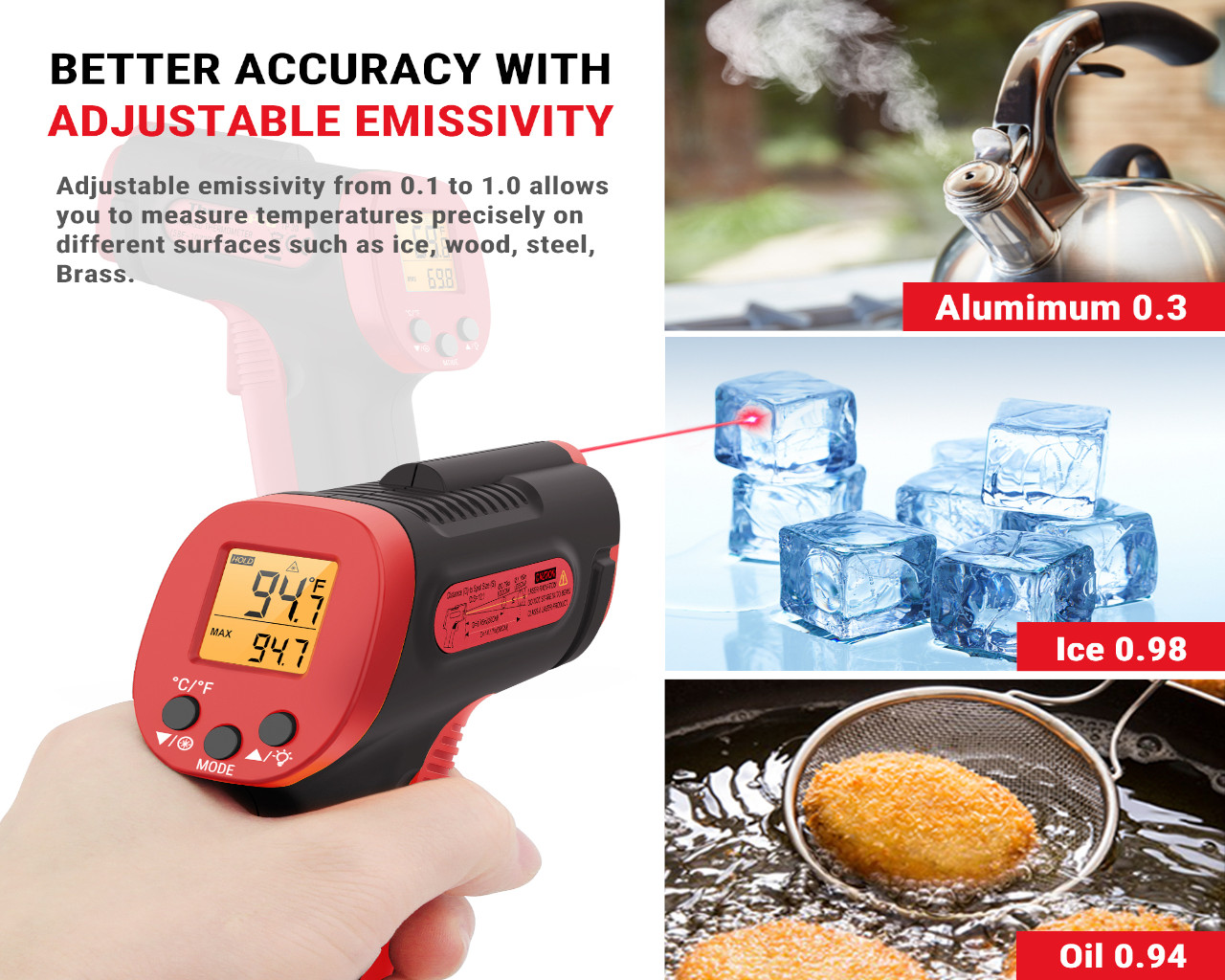 ThermoPro TP30 Laser Digital Infrared  Meat Thermometer Gun, , hi-res image number null