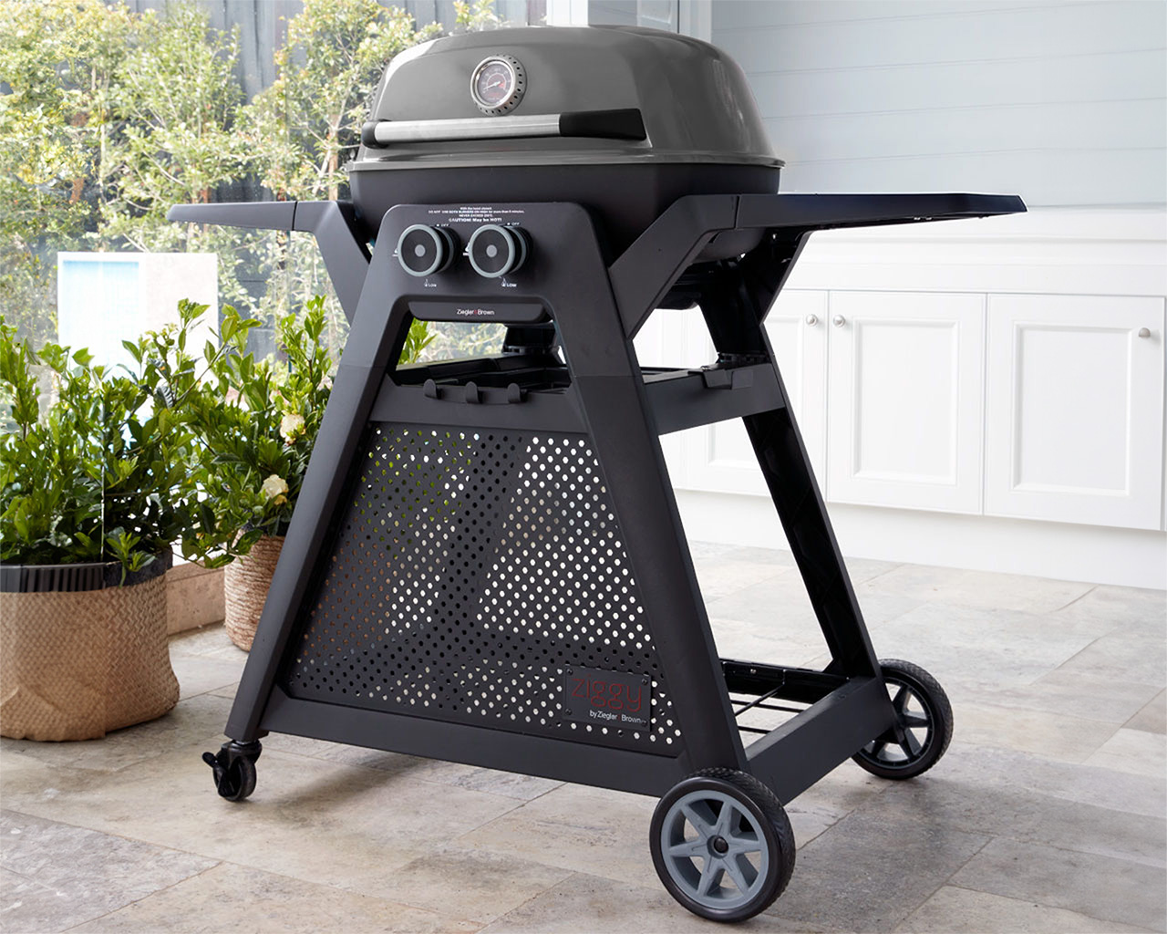 Ziggy Elite Twin Grill Natural Gas BBQ On Cart (Gunmetal Grey), , hi-res image number null