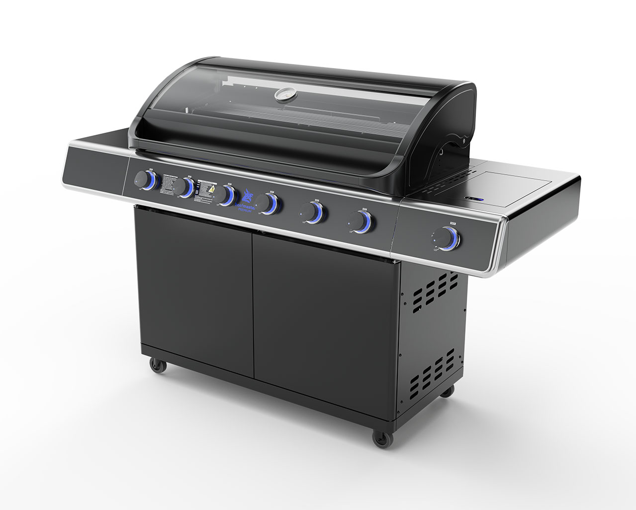 Premium Beefmaster  T-Series 6 Burner BBQ on Classic Cart with Stainless Steel Side Burner, , hi-res image number null