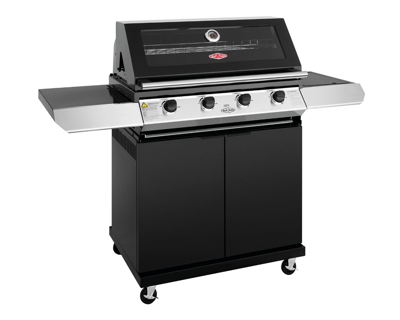 BeefEater 1200 Series - 4 Burner Black Enamel BBQ With Side Burner, , hi-res image number null