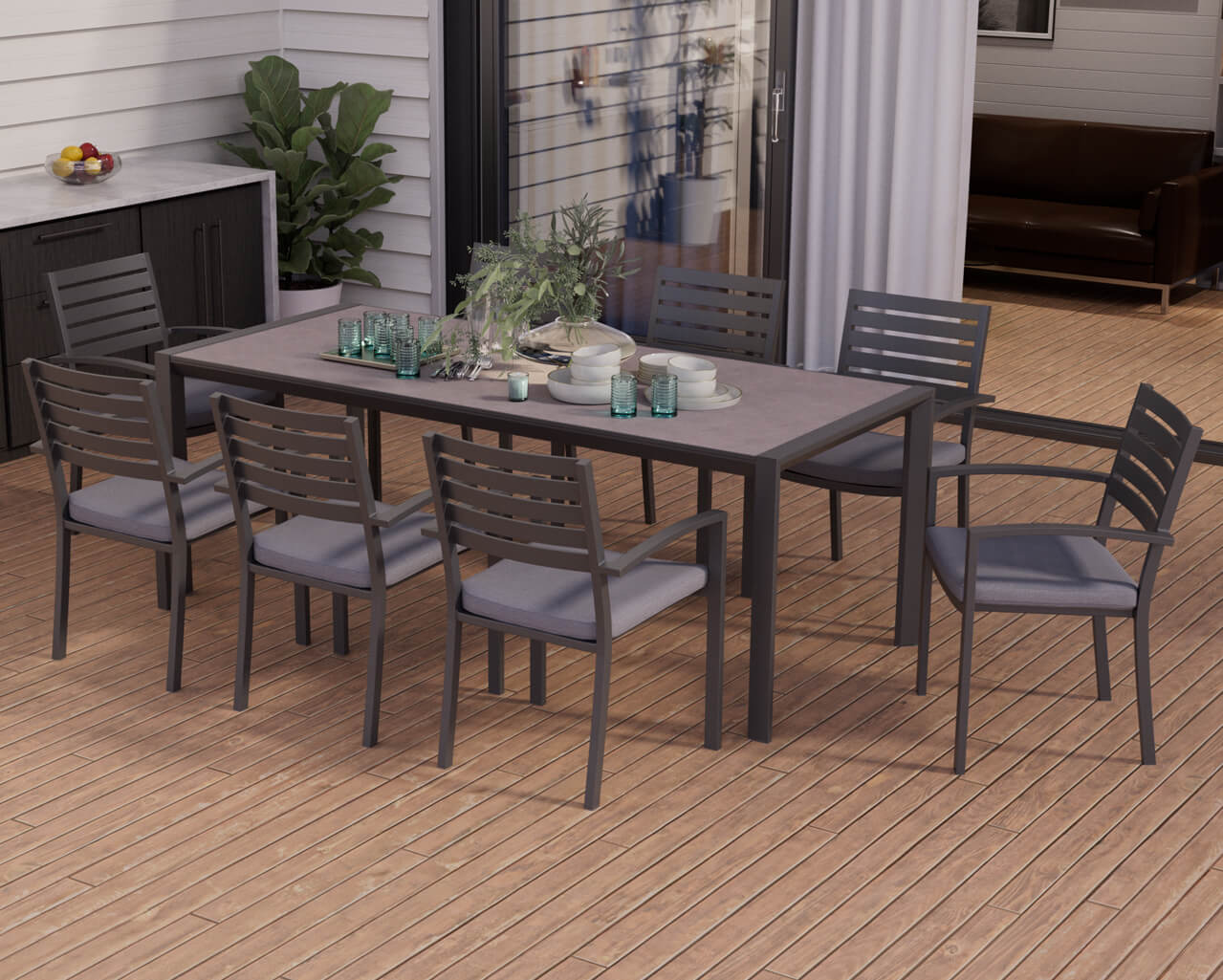 Boston-Eden 9 Piece Slatted Dining Setting, , hi-res image number null