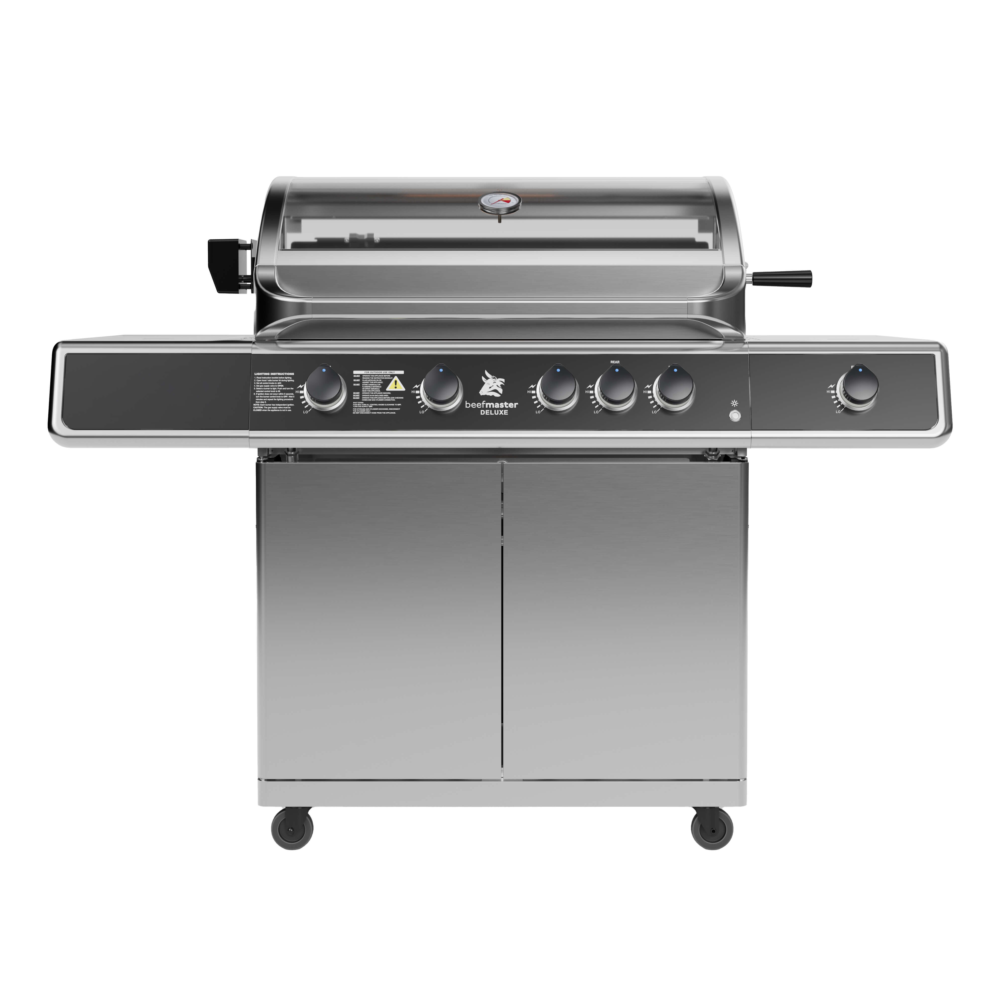 Beefmaster Deluxe T-Series 4 Burner BBQ on Deluxe Cart with Stainless Steel Side Burner, , hi-res image number null