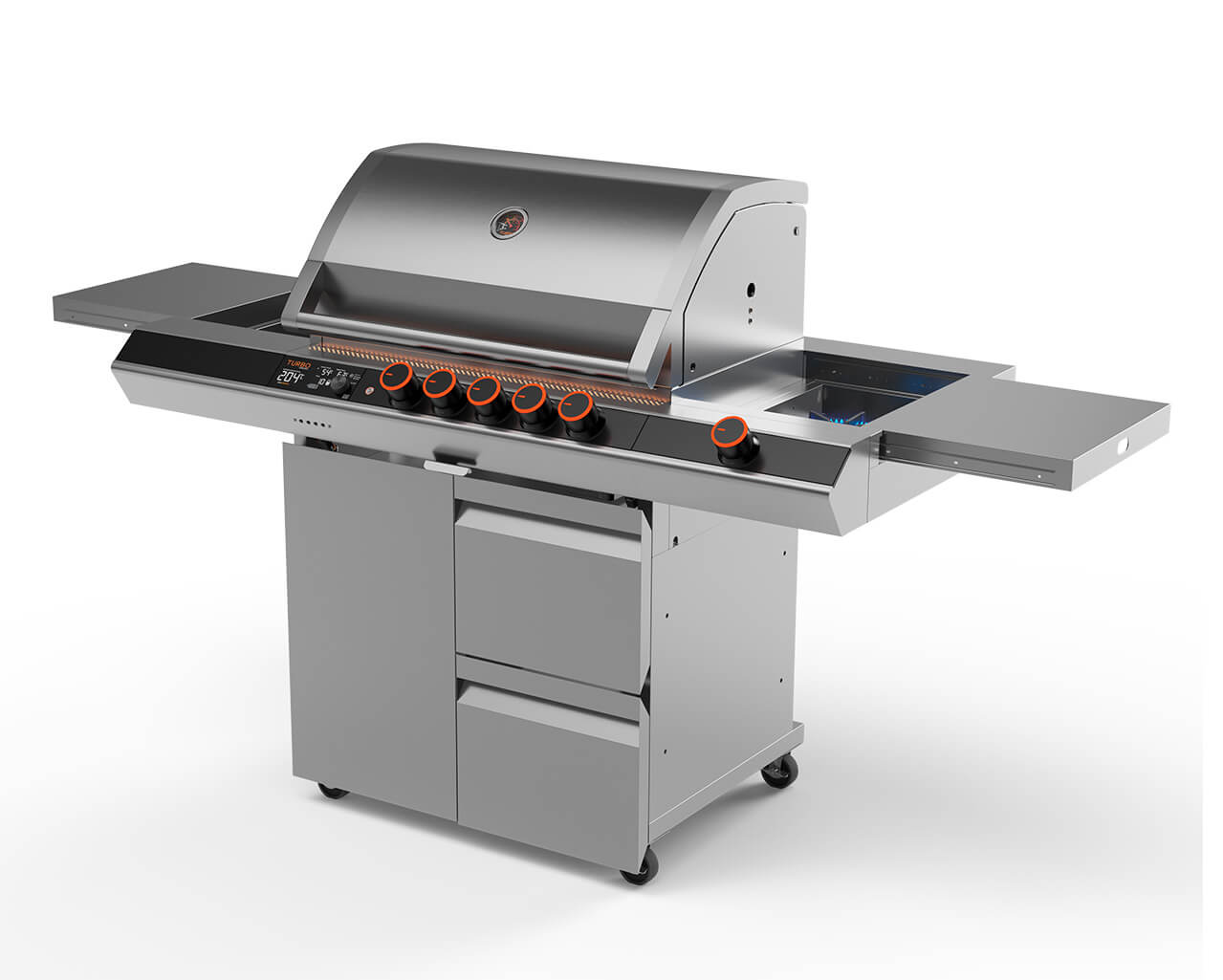 Ziegler & Brown Turbo Elite Pro 5 Burner BBQ on Cart with Side Burner & Drawer (T Series), , hi-res image number null