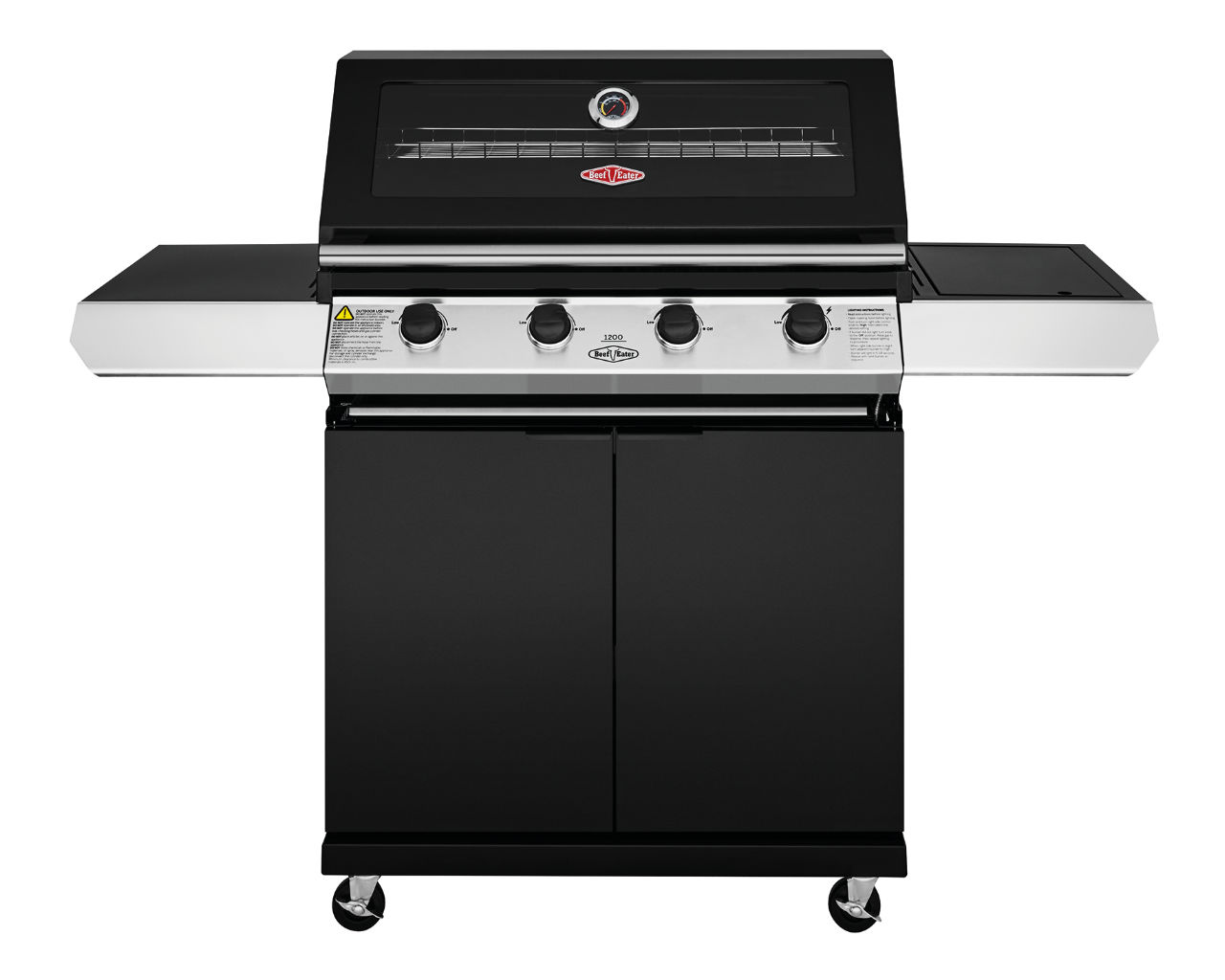 BeefEater 1200 Series - 4 Burner Black Enamel BBQ With Side Burner, , hi-res image number null