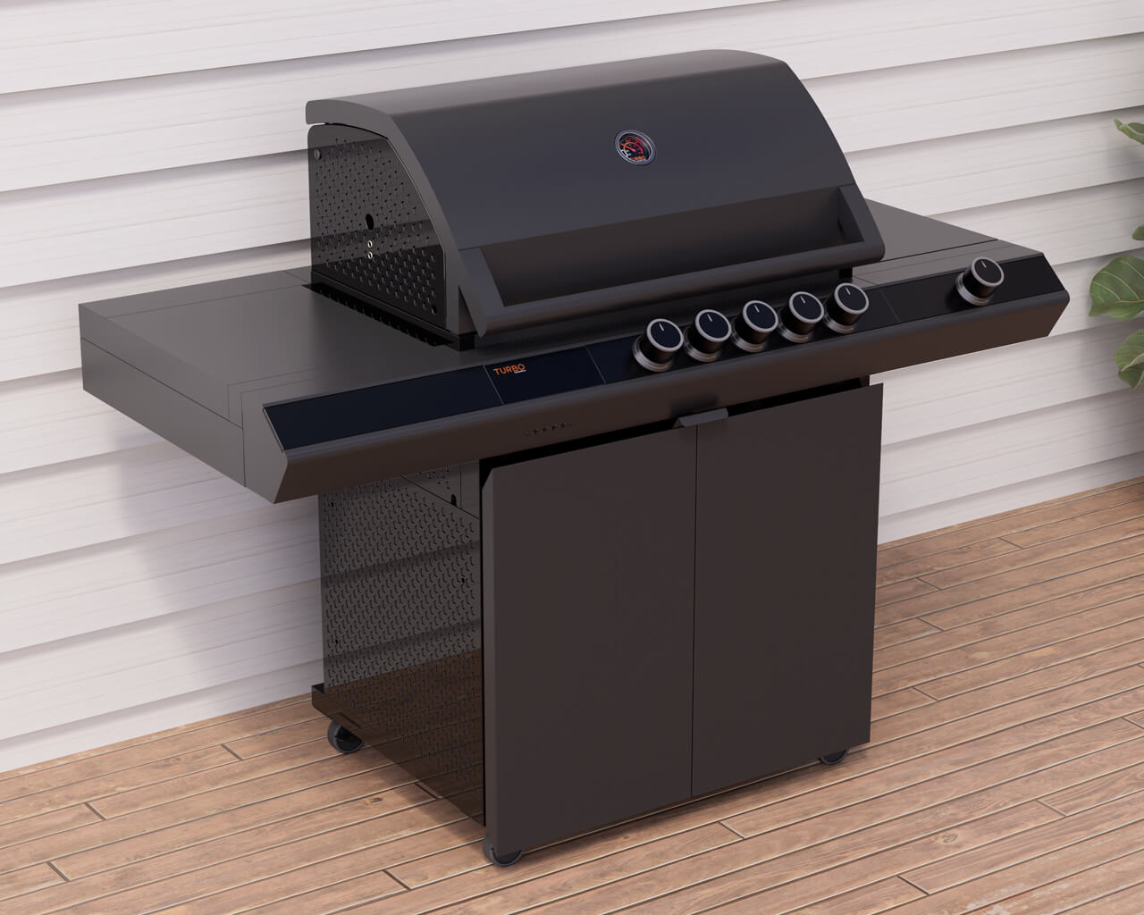 Ziegler & Brown Turbo Classic 5 Burner BBQ on Cart with Side Burner & Shelf (T Series), , hi-res image number null