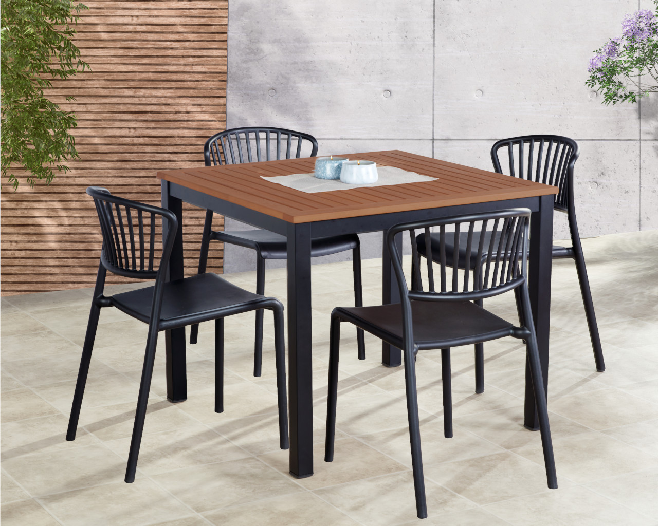 Florence-Lynx 5 Piece Dining Setting (Black), , hi-res image number null