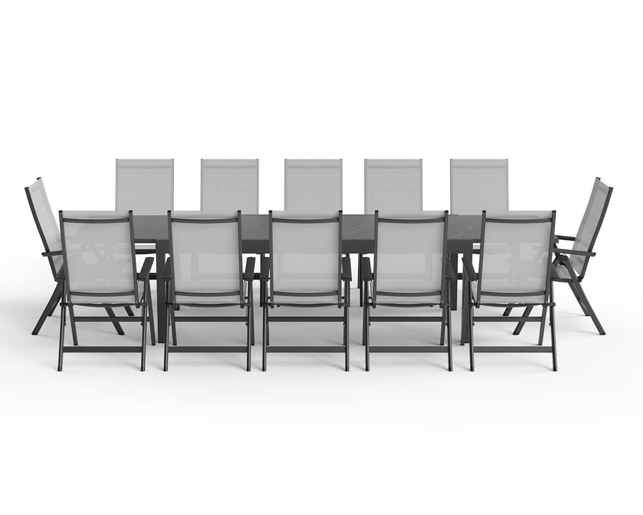 Frankie-Sinta 13 Piece Extension Dining Setting (Gunmetal Grey), , hi-res image number null