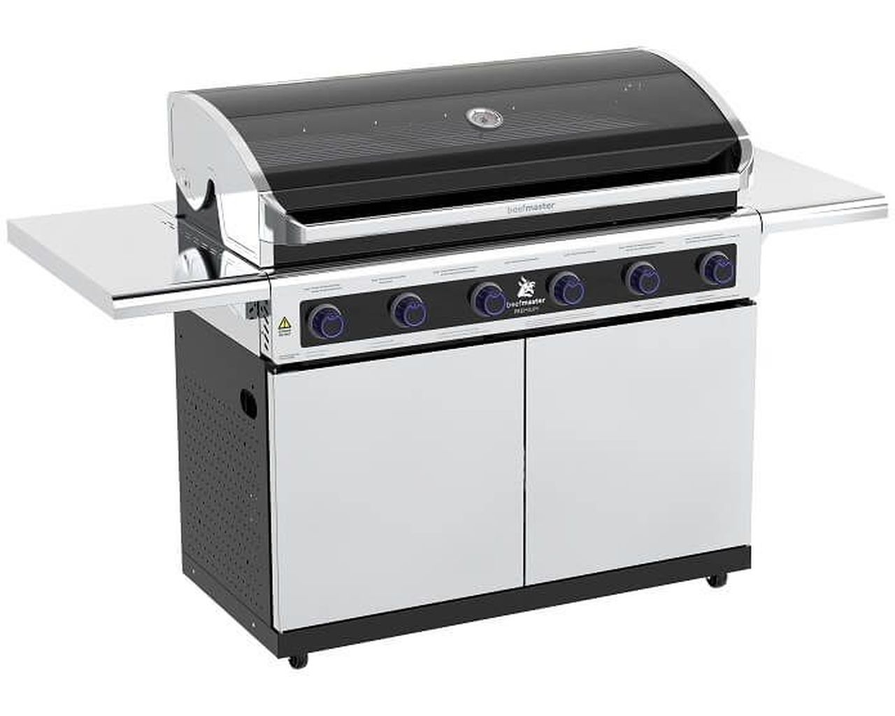 Premium Beefmaster 6 Burner BBQ on Deluxe Cart with Folding Shelves, , hi-res image number null