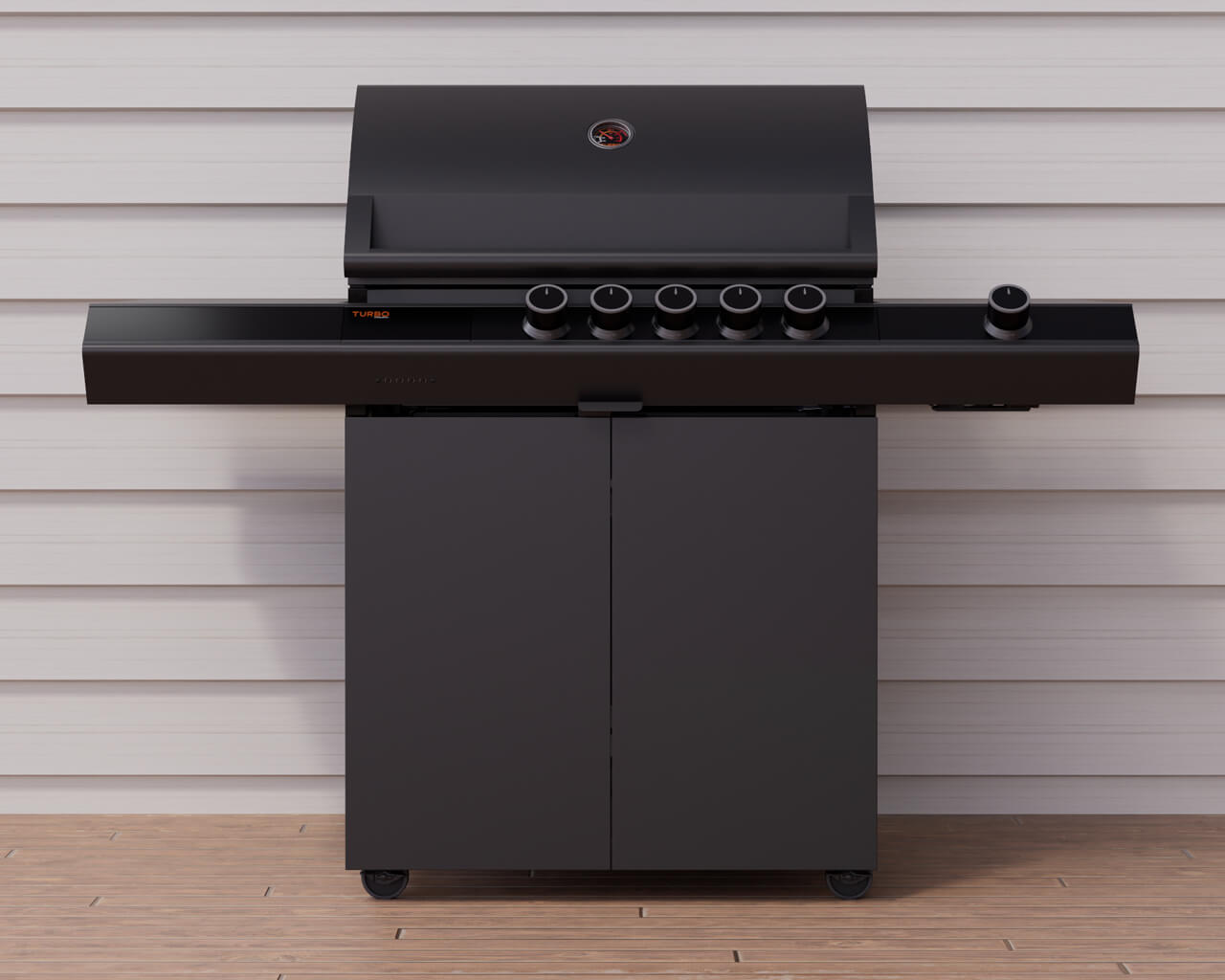 Ziegler & Brown Turbo Classic 5 Burner BBQ on Cart with Side Burner & Shelf (T Series), , hi-res image number null