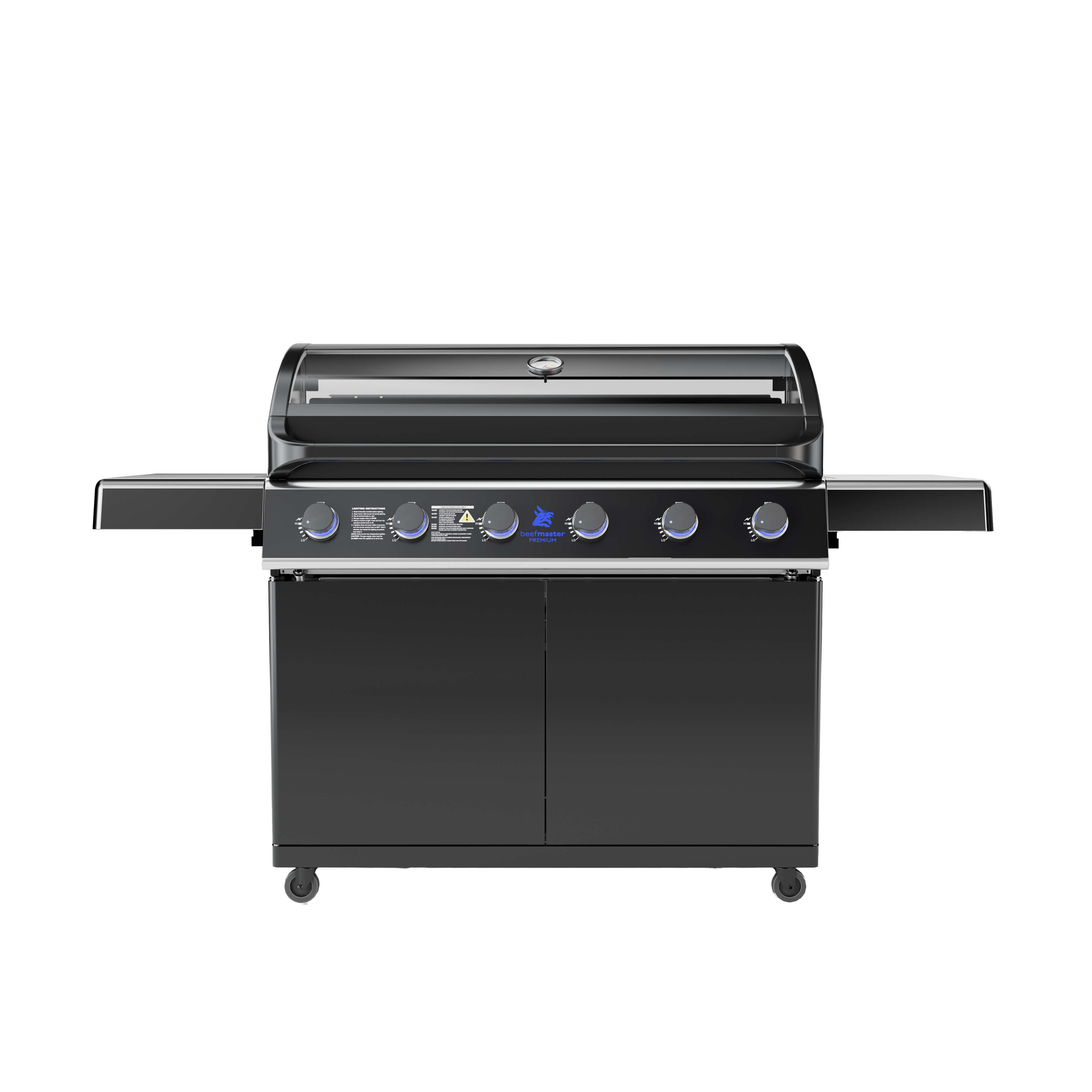 Beefmaster  Premium T-Series 6 Burner BBQ on Classic Cart with Folding Shelves, , hi-res image number null