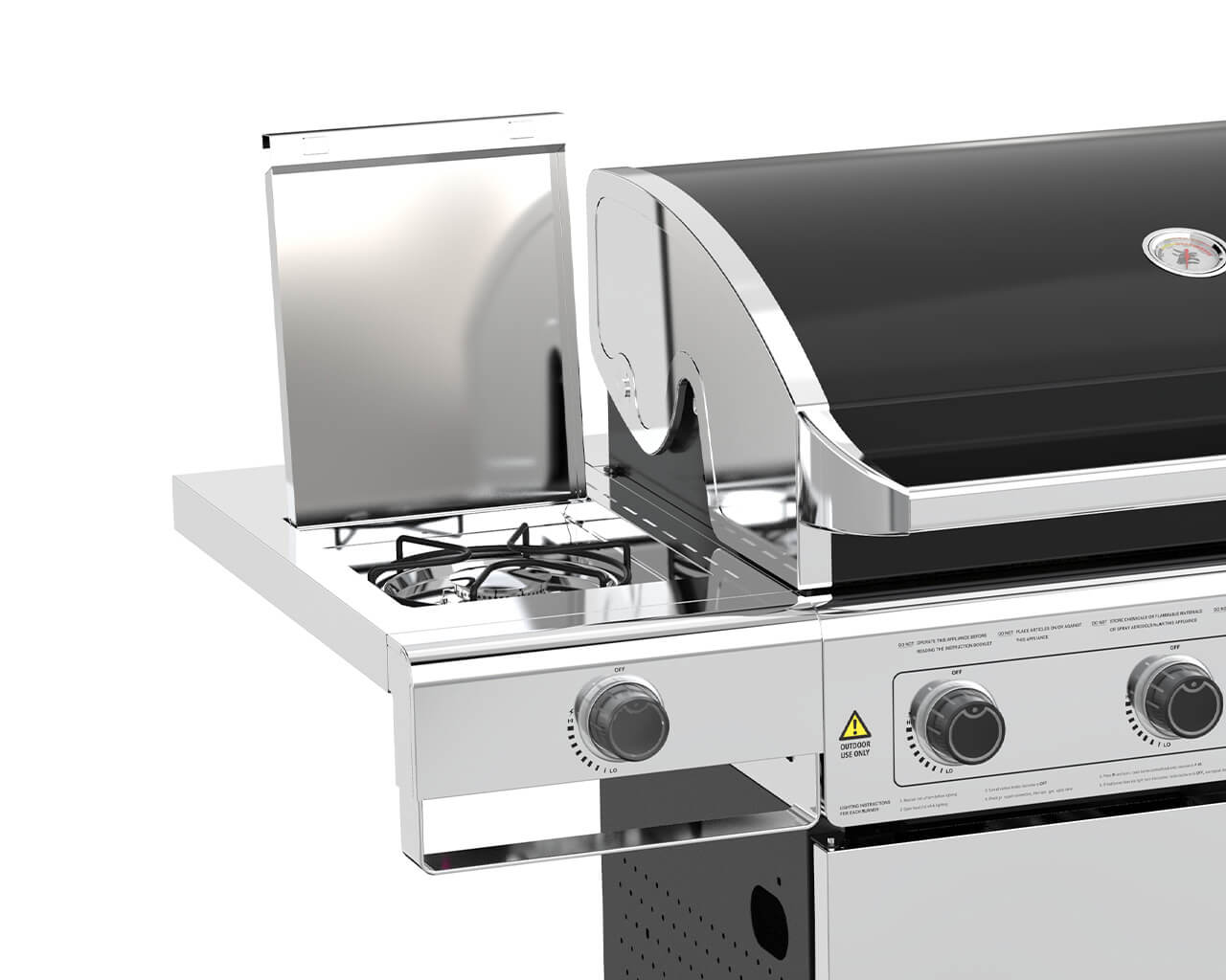 Beefmaster Classic 4 Burner BBQ on Deluxe Cart with Stainless Steel Side Burner, , hi-res image number null