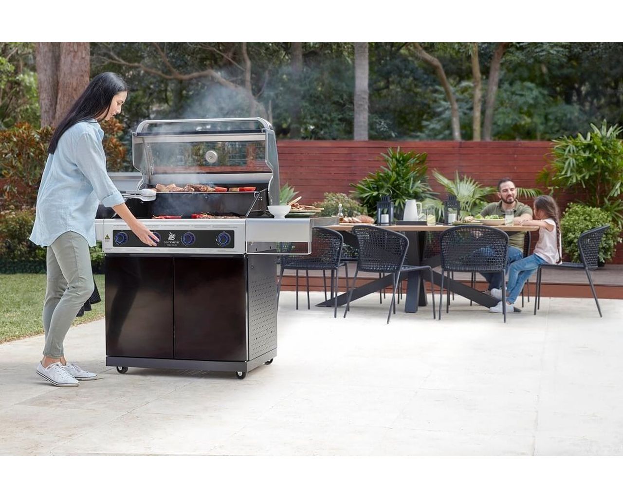 Premium Beefmaster 6 Burner BBQ on Classic Cart with Folding Shelves, , hi-res image number null