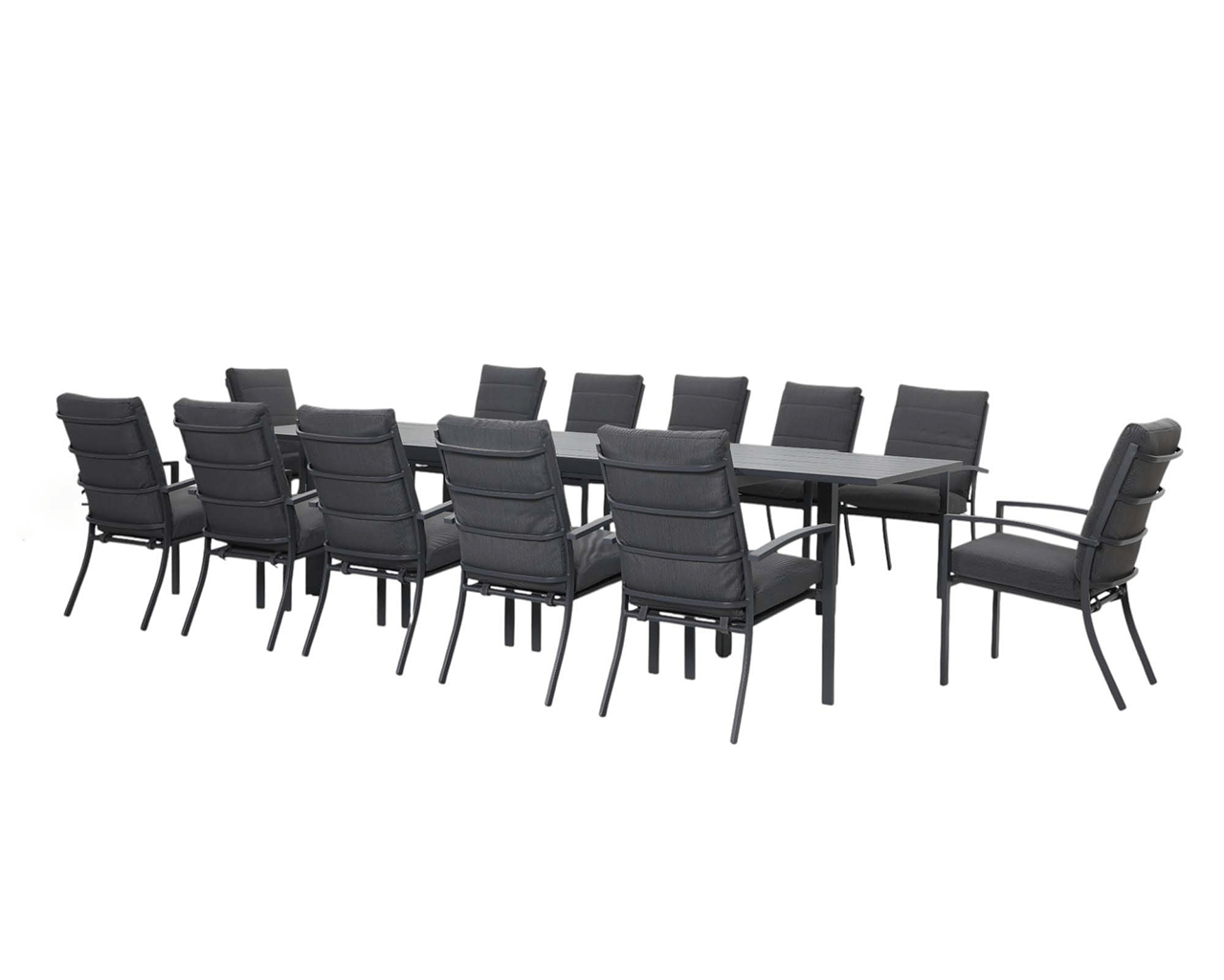 Jette 12 Seater Extension Dining Setting Bundle - Gunmetal Grey, Gunmetal Grey, hi-res image number null