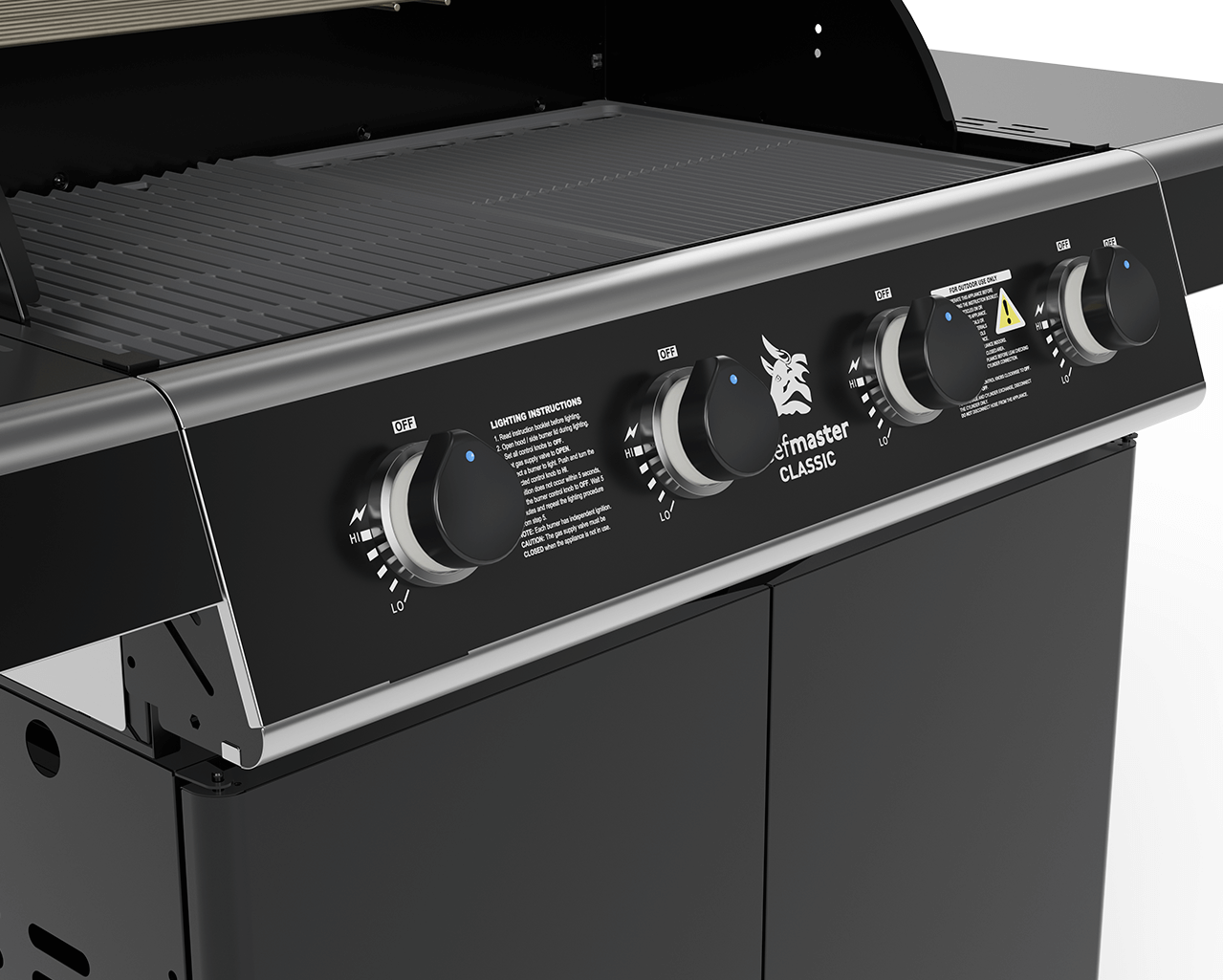 Beefmaster Classic T-Series 4 Burner BBQ On Classic Cart With Folding Shelves, , hi-res image number null