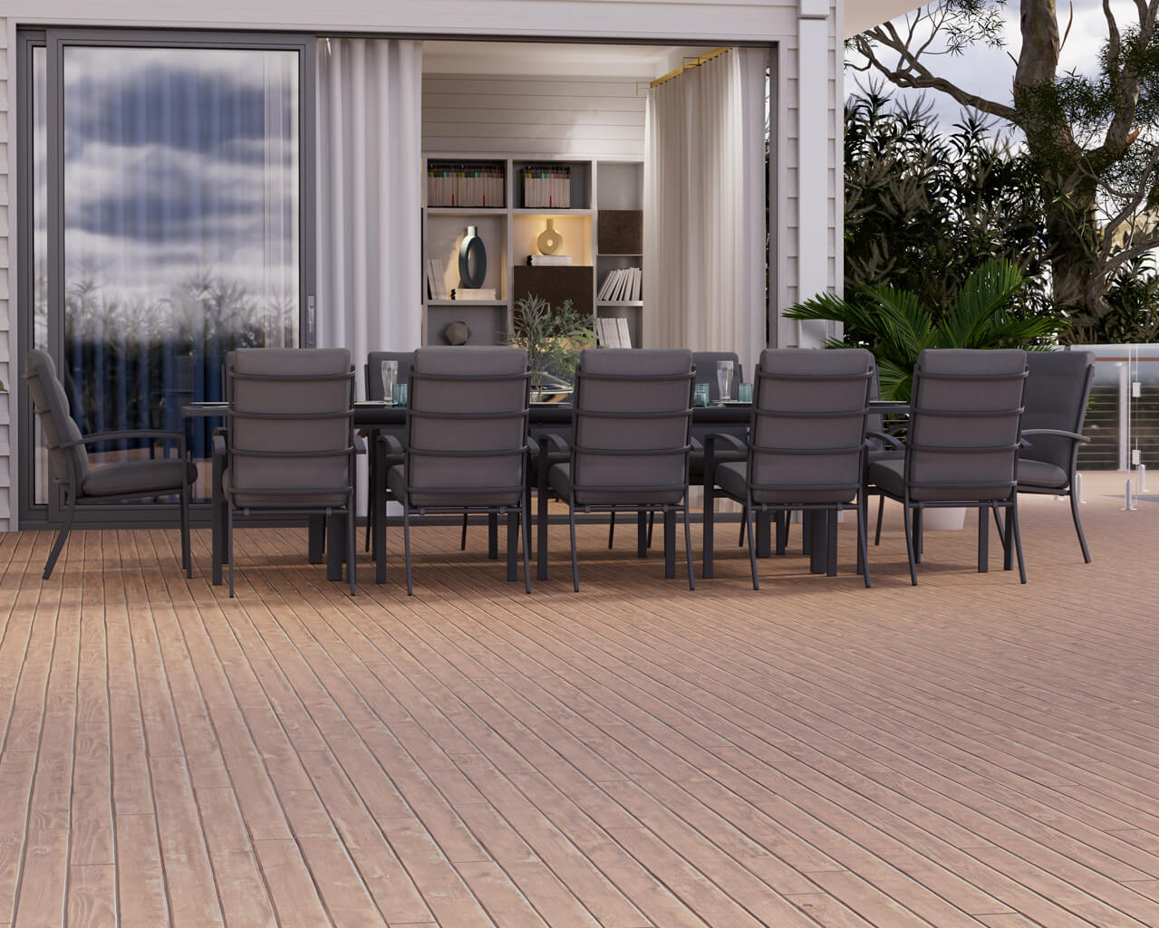 Jette 12 Seater Extension Dining Setting Bundle - Gunmetal Grey, Gunmetal Grey, hi-res image number null