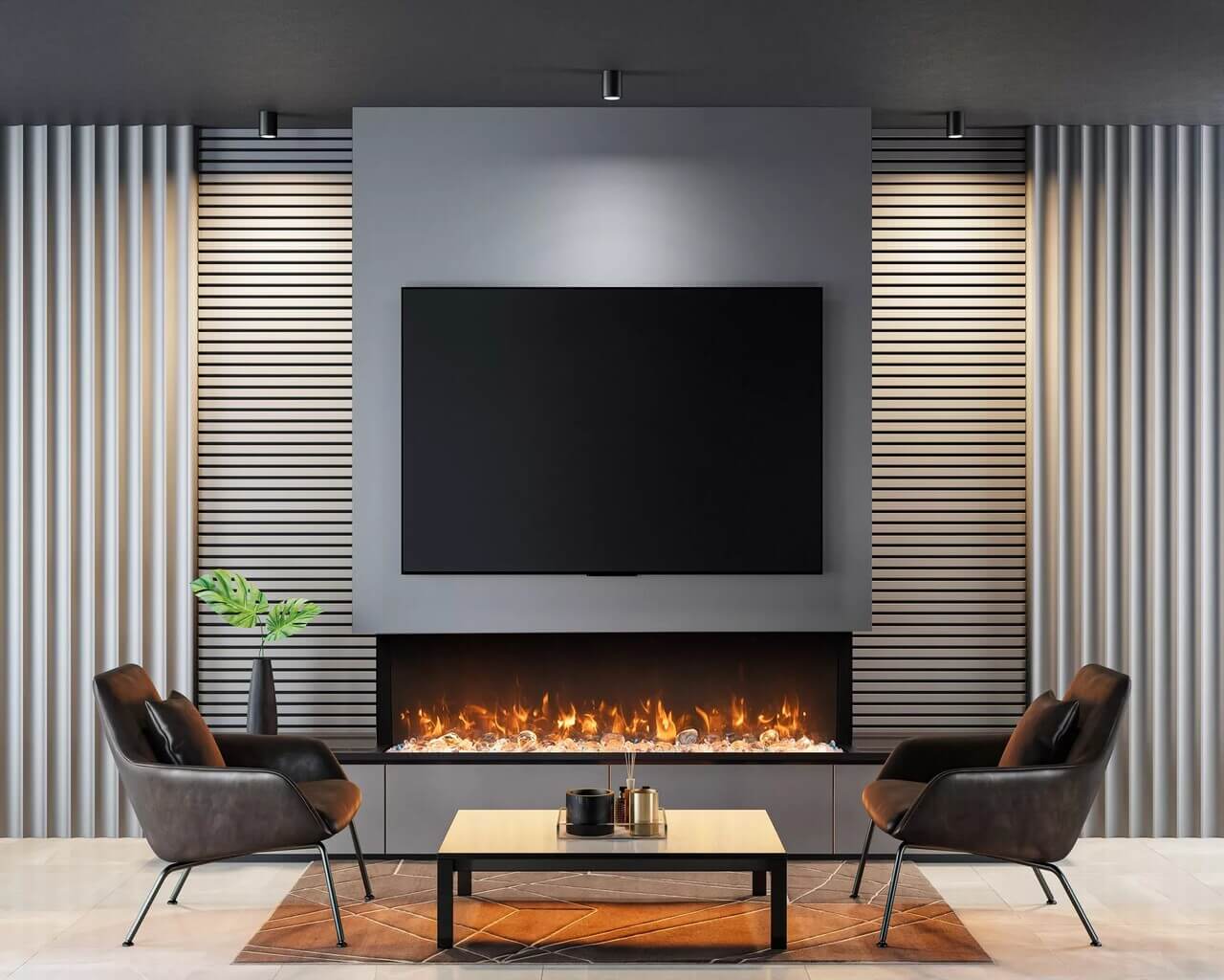 Amantii Smart 60" unit – 10 5/8" in depth 3 sided glass fireplace, , hi-res image number null