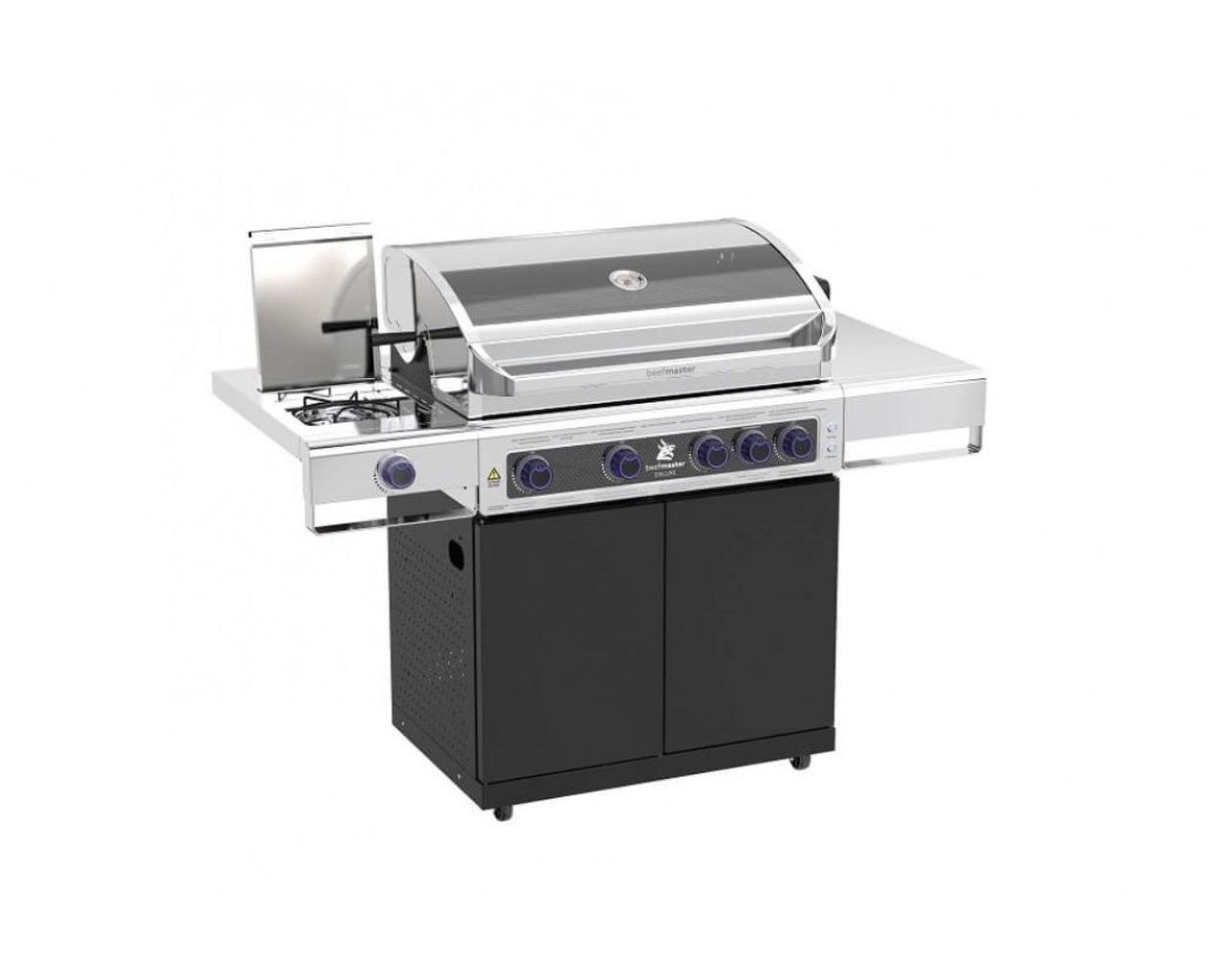 Deluxe Beefmaster 4 Burner BBQ on Classic Cart with Stainless Steel Side Burner, , hi-res image number null