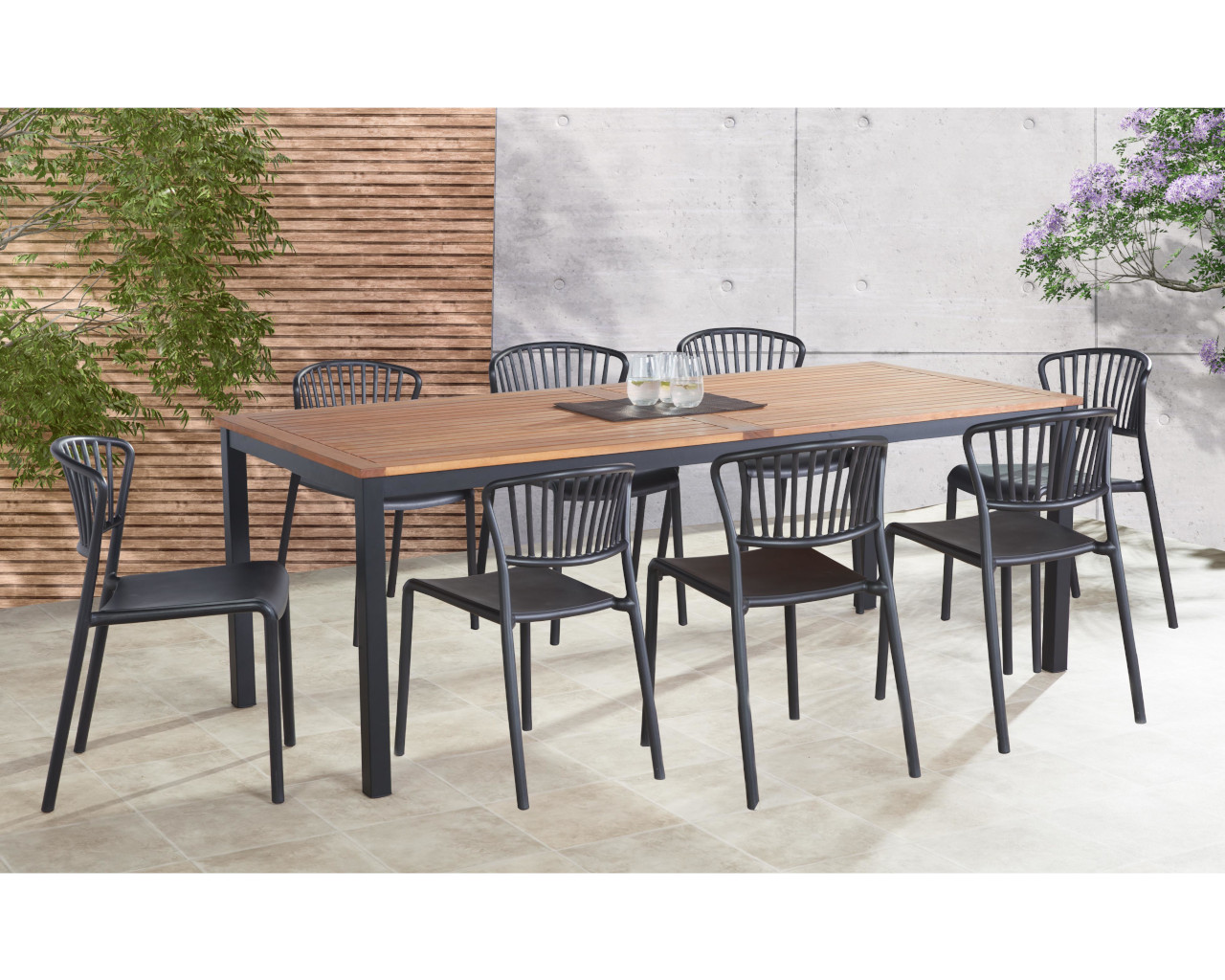 Florence-Lynx 9 Piece Dining Setting (Black), , hi-res image number null
