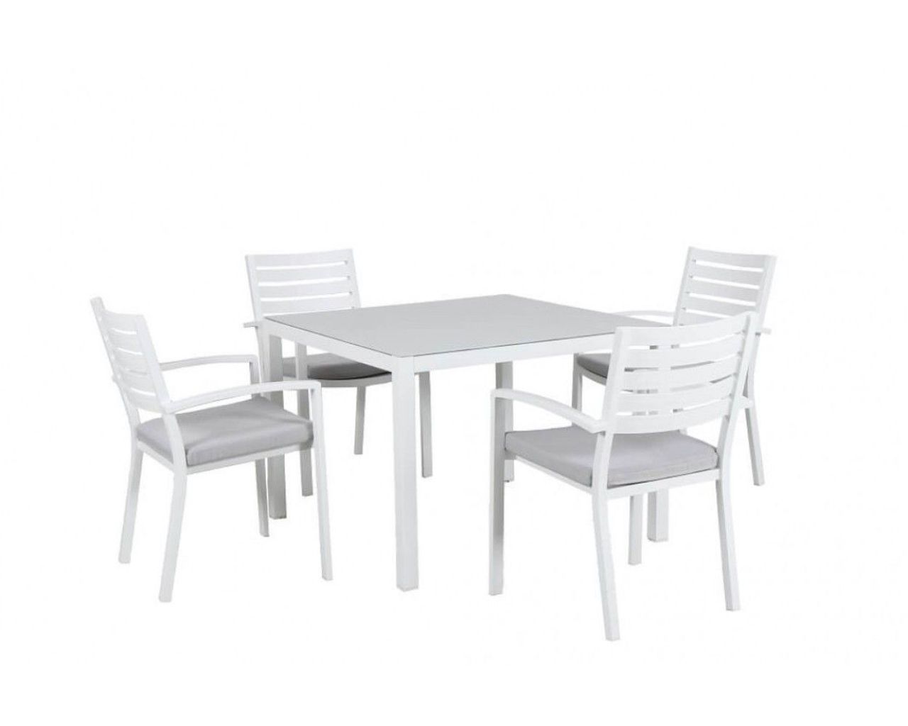 Boston 5 Piece Slatted Dining, White, small-swatch